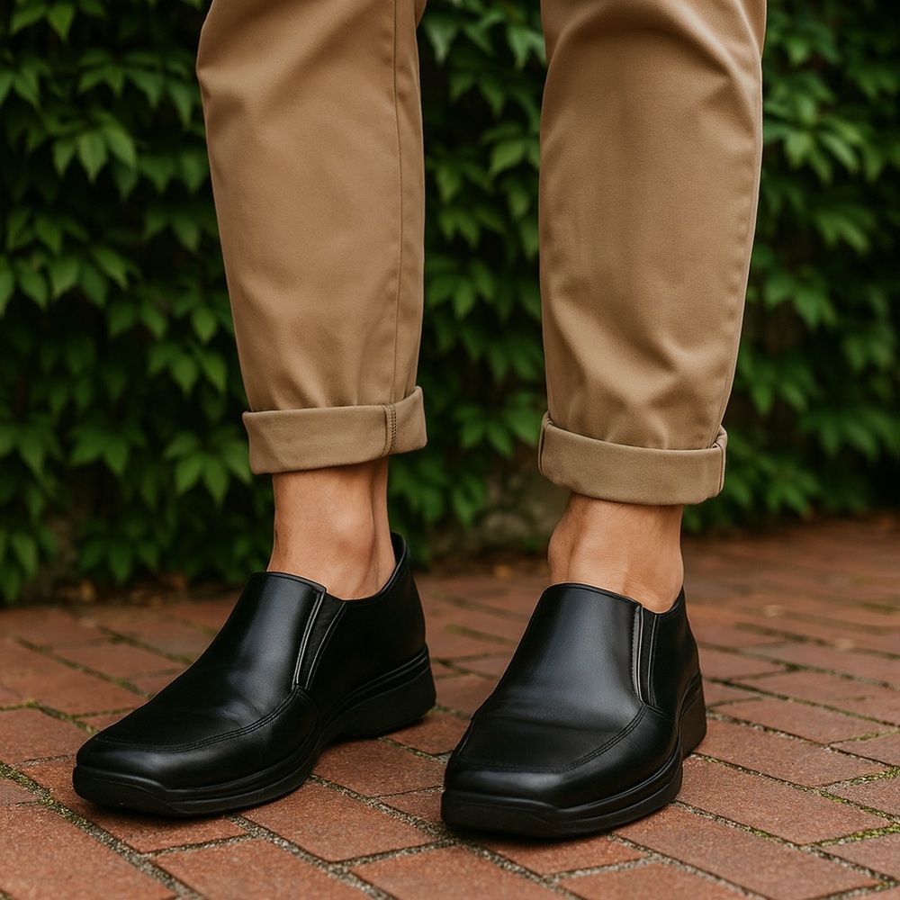 TO BOOT NEW YORK ADAM DERRICK Men's Black Leather Italian Slip-Ons, 7.5/40 EU